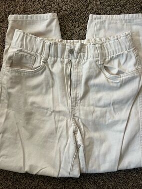 H&M White Denim High-Rise Jeans